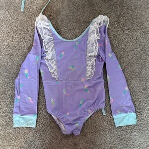 Love and Grow Clothing Co. Lavender Mermaid Kids Bodysuit with Lace Trim